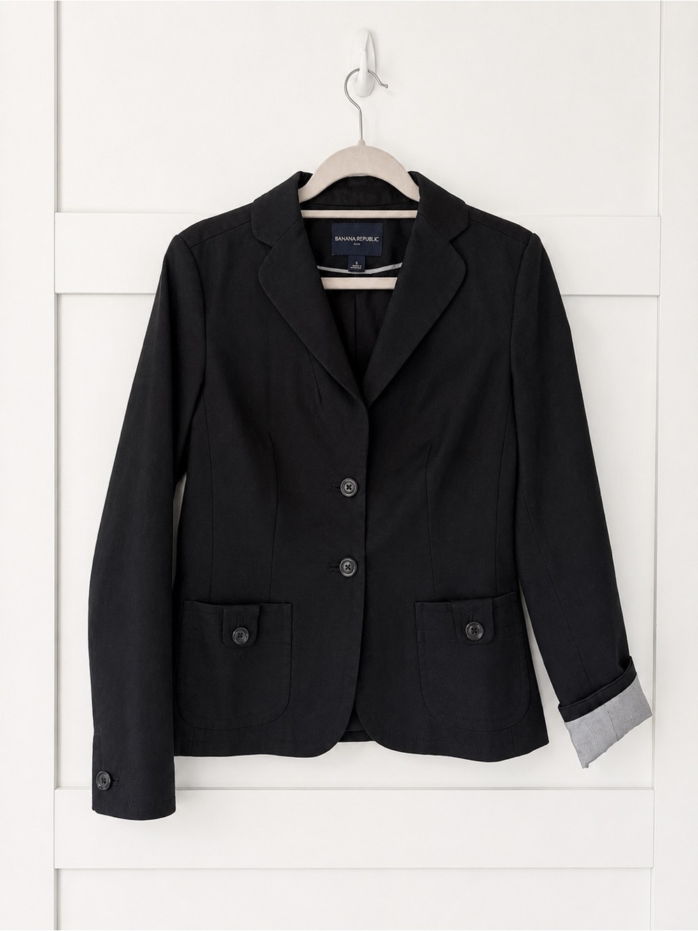 Banana Republic Black Tailored Back-Button Blazer, Lined